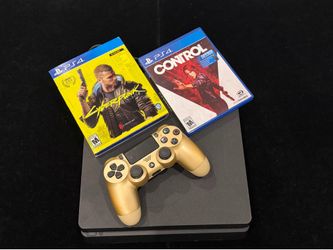 Sony PlayStation 4 Slim 500GB Black Console + 2 Controllers + 2 Games(POST NINTENDO ERA)