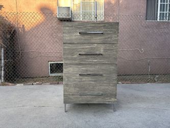 CB2 Link Grey Wash Acadia Wood Tall Dresser Chest Of Drawers Cabinet.