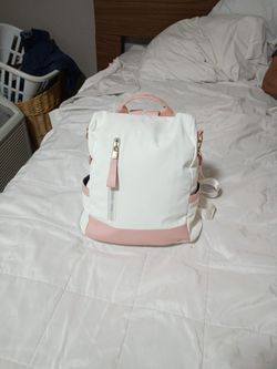 Pink And White Backpack