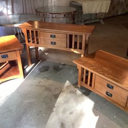 3 Piece Living Room Set End Table Coffee Table Console Table All Wood