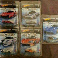 Hot Wheels Speed Machines Premium Set In Sterling Protectors Mint Condition
