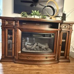 Electric “Fireplace” Heater/Media Stand - Solid Wood