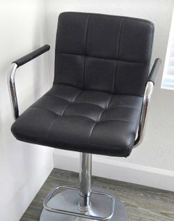 (2) Black Adjustable Height Bar Stools with Armrests