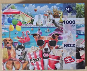 Huadada 1000-Piece Dogs Pool Party Puzzle