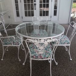 Nineteen Fifties Vintage Woodard Wrought Iron Patio Set