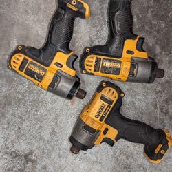 (3)12v DeWalt Impact Drills