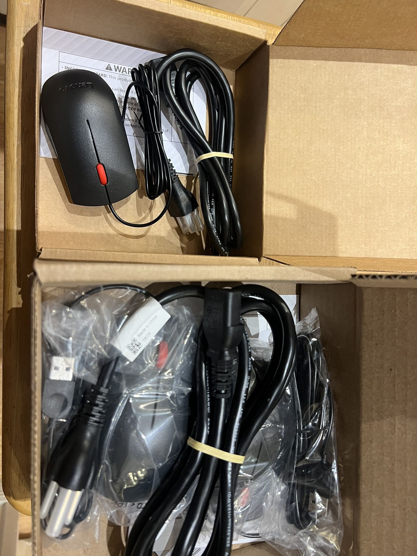 Lenovo Think Station Mouse And Power Cord.