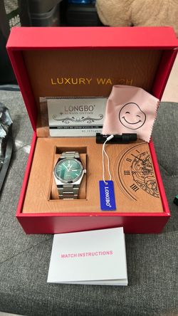 Longbo Luxurty watch with box/card/spare battery