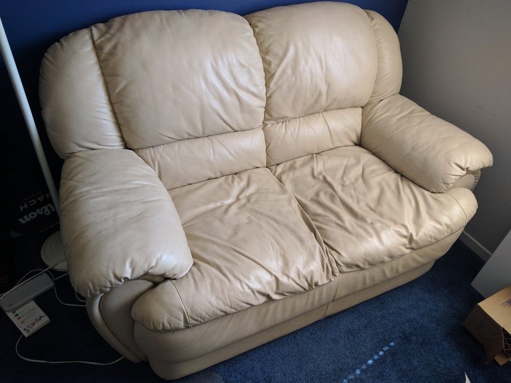Natuzzi Italian Leather Sofa Set – Cream, Timeless, Comfy - $500 or OBO