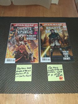 Star Wars comic books vintage Knights of the Old Republic. Prices marked but will sell as a bundle for $120 for all of them. All sales final.
