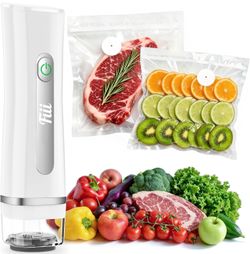 FIII Compact Handheld Vacuum Sealer for Food, 10X Preservation Food Sealer Machine with Reusable Vacuum Bags, Portable Wireless Vacuum Sealer for Sous