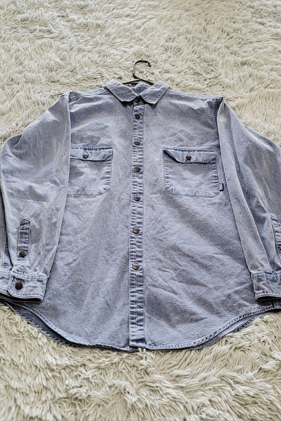 Size XL Men's Vintage  Patagonia Heavy Blue Canvas Denim Work Shirt.
