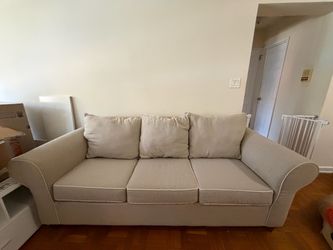 Beige couch plus love seat