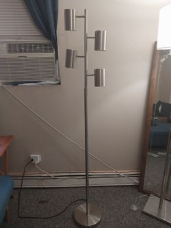 Dean Spotlight Floor Lamp Brass: 5 Ft Tall 5 watt Led Bulbs Touch Sensor, Adjustable Heads - Threshold