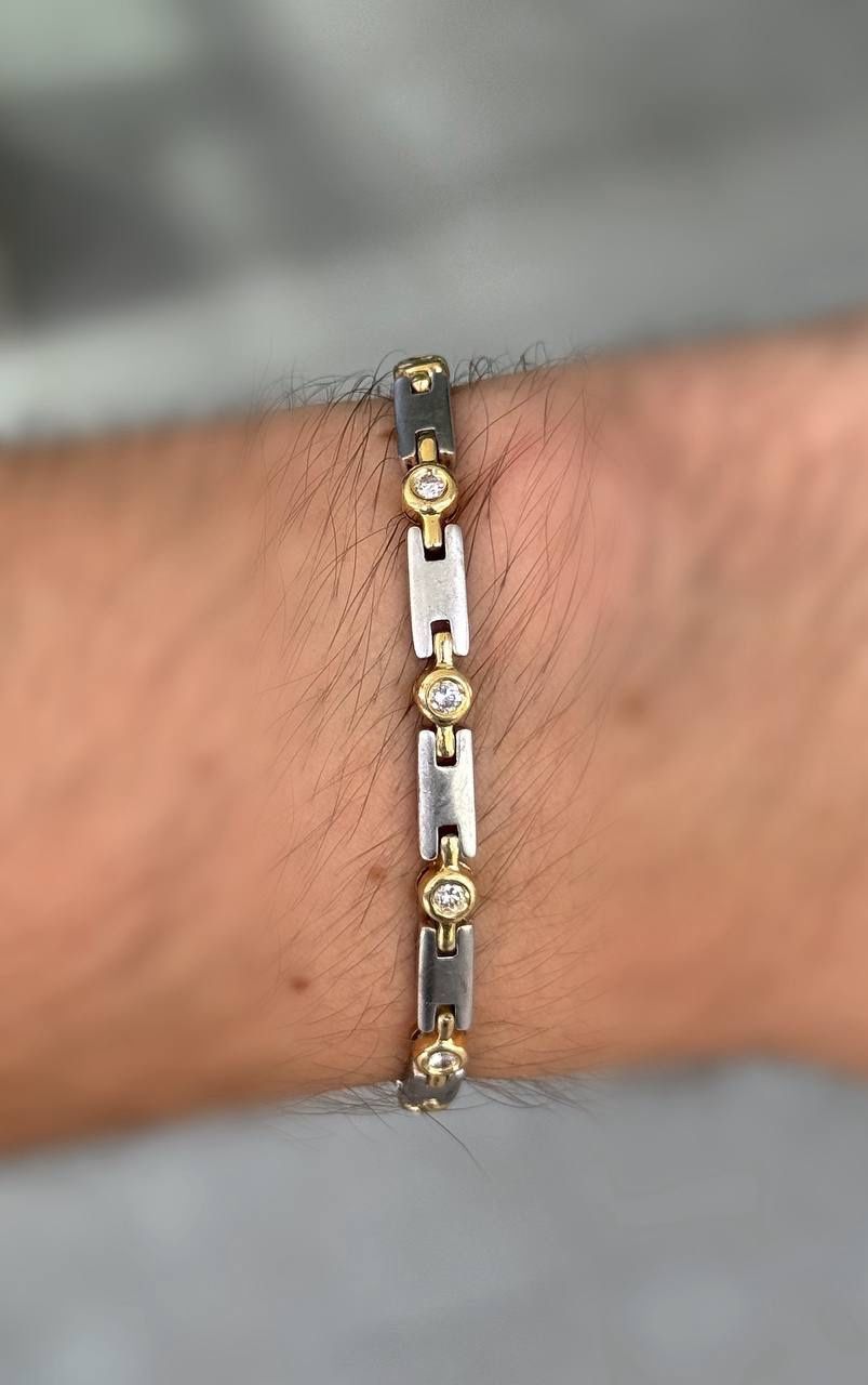 Jewelry 14k white yellow two tone gold natural Diamond 1.00CTW tennis bracelet 7.00” 4.70mm