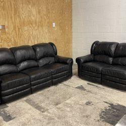Black Leather Recliner Sofa & Loveseat Set