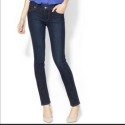 Paige Skyline Skinny Jeans Womens Size 28 Dark Wash Blue with Stretch 29" Inseam.   MEASUREMENTS APPROX............ >WAIST .            15"inches WHEN