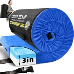 Memory Foam Camping Mattress pad, Comfortable Thick Floor Sleeping Mat for Adults with Waterproof and Non-Slip Bottom, Portable Roll Up Mattress for S