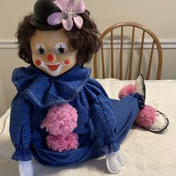 Vintage Handmade Girl Clown Shelf Sitter