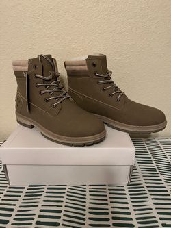 Olive Green Lace-Up Combat Ankle Boots