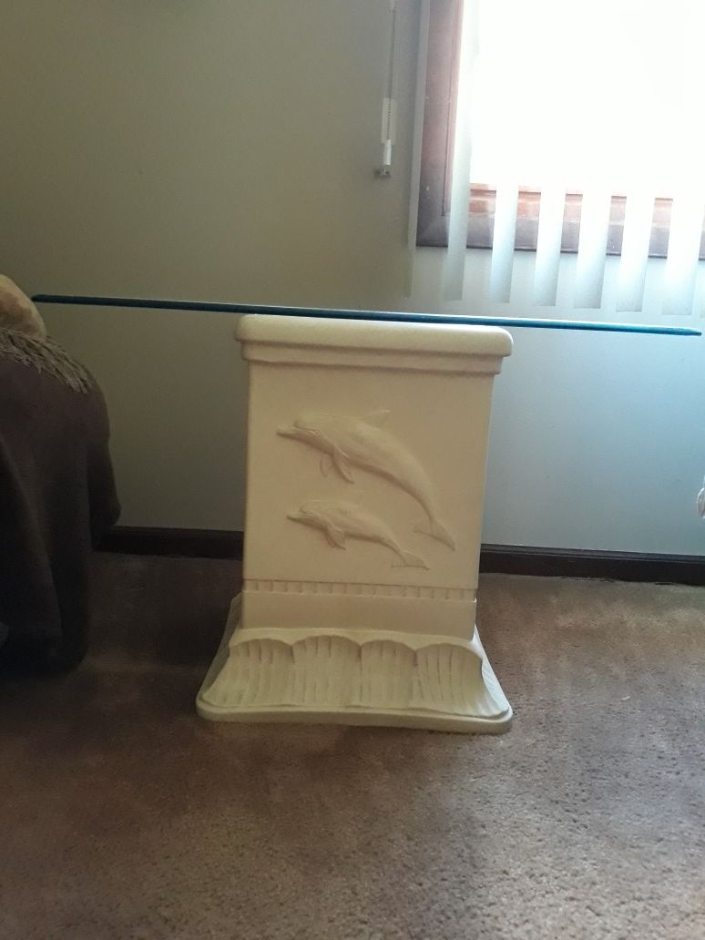 Vintage Mid Century Dolphin glass end table