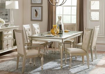 Traditional Style Silver Finish Dining set- 1 Arm Chairs  4 Side Chairs Modern Dining Room Furniture