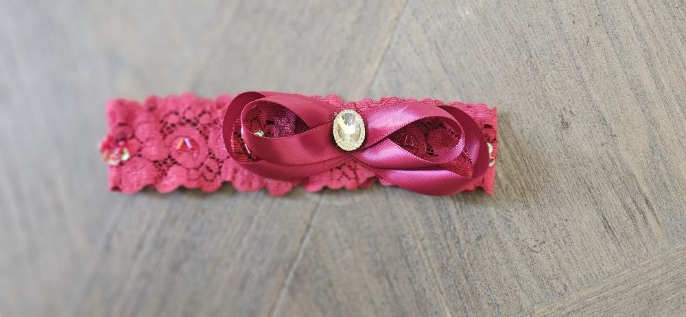 Burgundy Lace Prom Wedding Garter