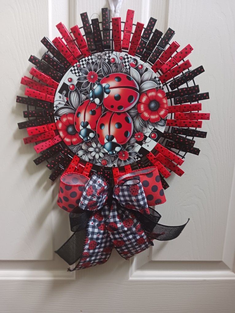 Insect Collection Bundle Of 2 Handmade, Hand Painted, Clothes Pin Wreaths