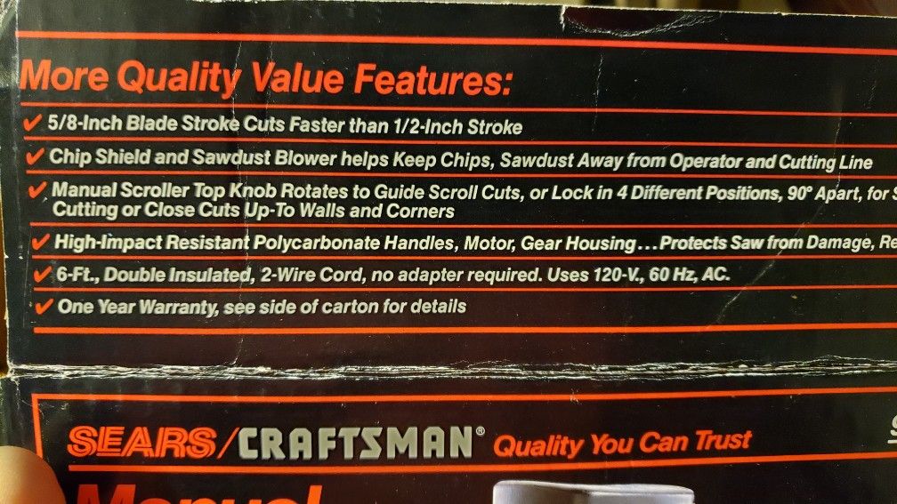 Sears Craftsman Manual Scroller Saw New In Original Box!!! #9- 17207