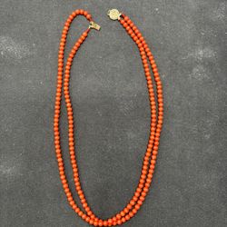Natural red coral necklace