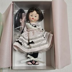 Madame Alexander Doll “Party Dress Wendy” Brunette Girl Pink Bows Dress Hat Shoes 2004 / Doll Measures:  8 in / **New Old Stock