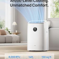 Portable Air Conditioners, 8000 BTU ASHRAE (5000 BTU DOE) Smart AC Unit for Bedroom with Drainage-free Cooling, 45dB Quiet, APP/Voice/Remote, Portable