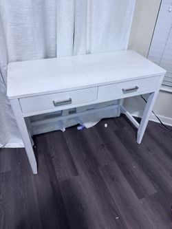 White wooden desk.