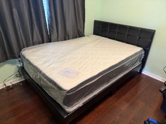 NEW BED FRAME QUEEN SIZE WITH MATTRESS AND BOX SPRING