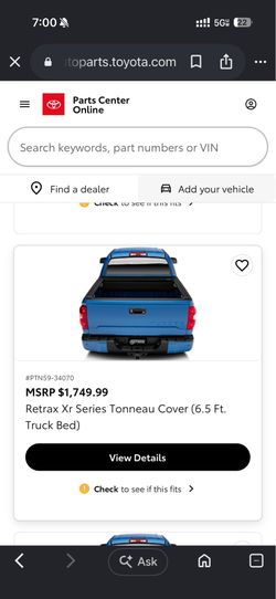Used Toyota Tonneau cover for 6 1/2 foot bed 2022 tundra or similar for sale