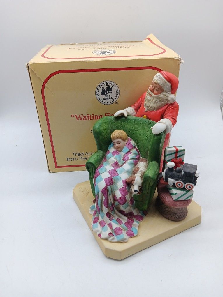 VTG. Norman Rockwell 1982 Waiting For Santa Figurine By The Rockwell Museum