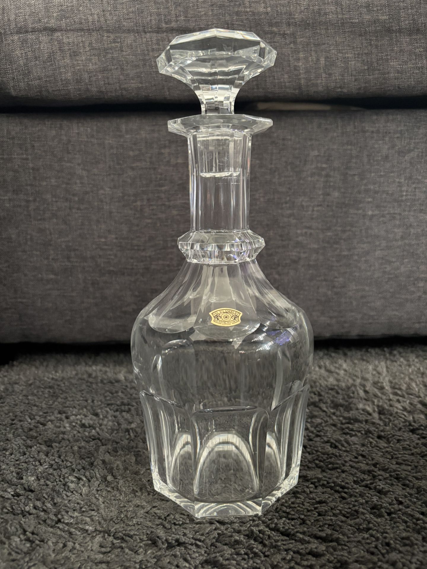 Val St. Lambert SIEBEL TCPL, Panel Cut Rounded Cristal Belgium Decanter