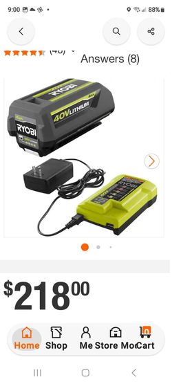 Ryobi 40v lithium battery with charger