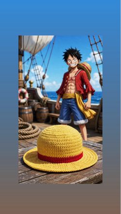 Crochet luffy straw hat from one piece anime