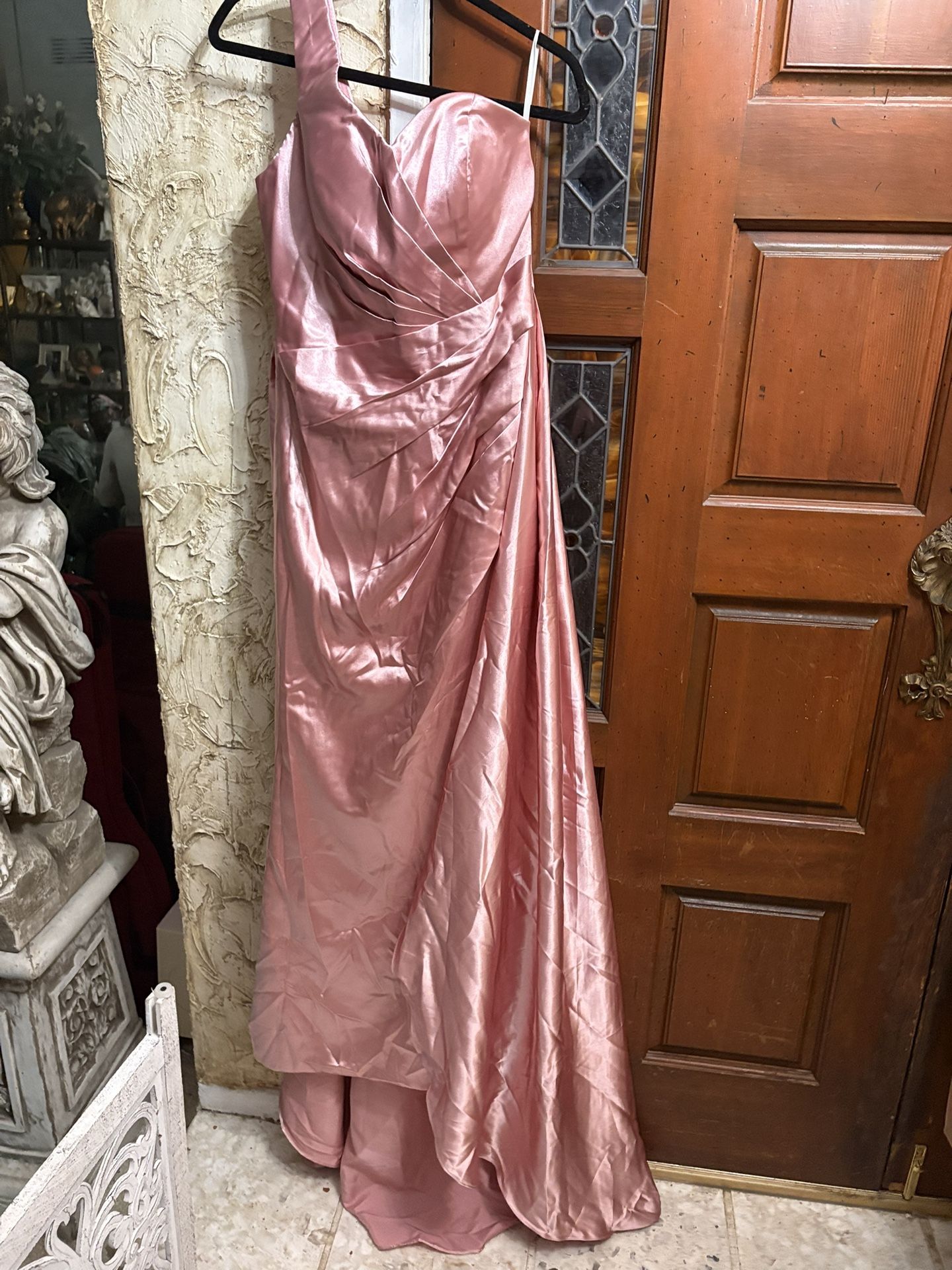 Beautiful One Shoulder With Corset Lace Up Back Long Dress With Train