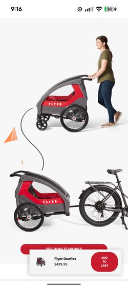 Radio Flyer Flyer Duoflex
2-in-1 Combination Bike Trailer & Stroller
