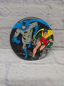 Batman & Robin Large Vintage 6" Button Pin Lapel DC Comics 1982 Cartoon Art