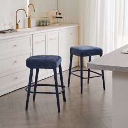 2 Piece Backless Padded Fabric Bar Stool Set