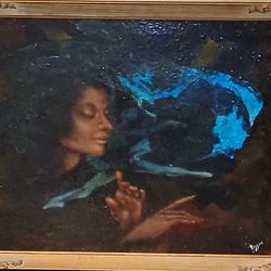 REAR OIL ON CANVAS PAINTING BALLERINA DANCING SIGNED BY RUSSON 27X33 " FRAMED