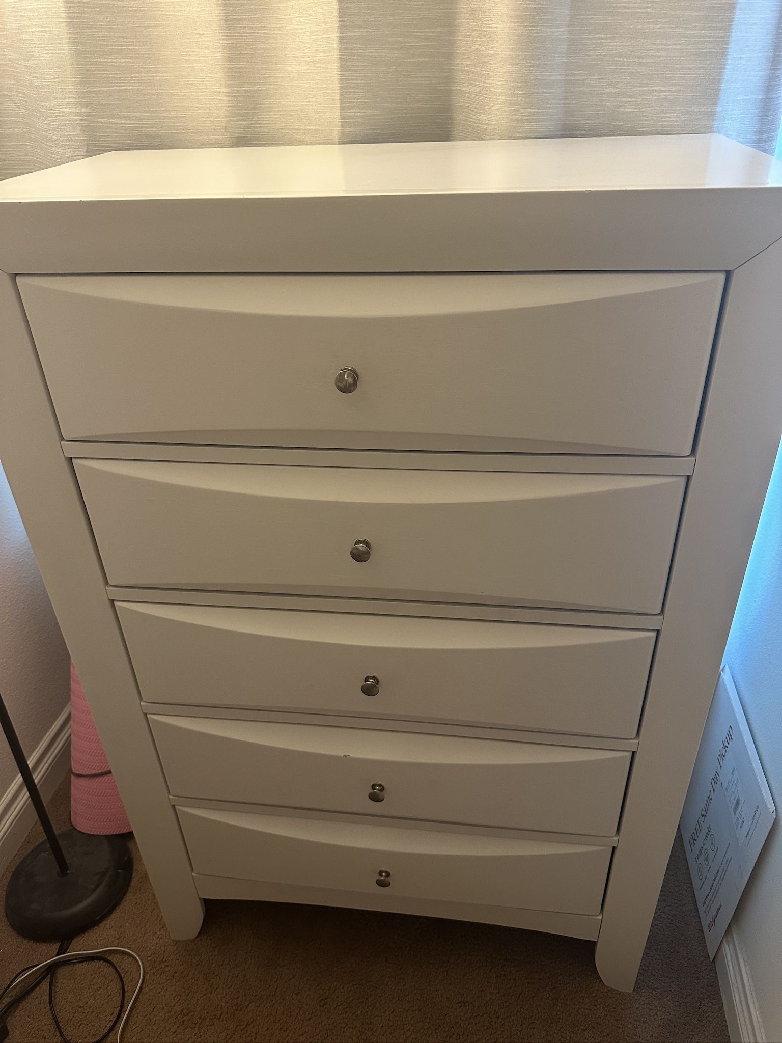 5 Drawer White Dresser