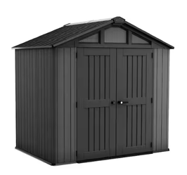 Durable Resin Plastic Outdoor Storage Shed with Flooring Grey 48 sq. ft.