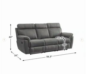 Gray Reclining Sofa with Drop-Down Cup Holders