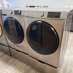 Samsung champagne washer and dryer set electric with warranty
