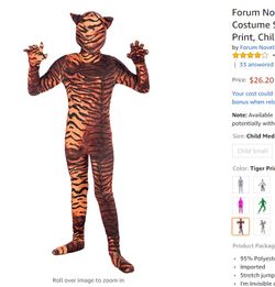 New tiger costume - size s/m