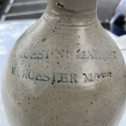 Worcester Massachusetts Merchant Stoneware Jug